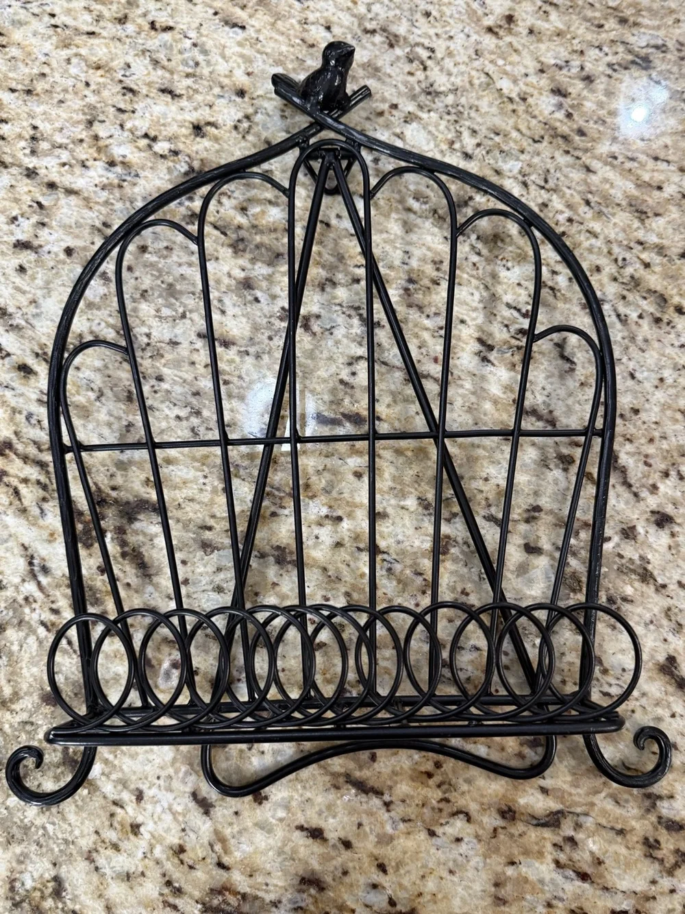 Black Wrought Iron Metal Bird Cookbook Holder Cookbook Stand
